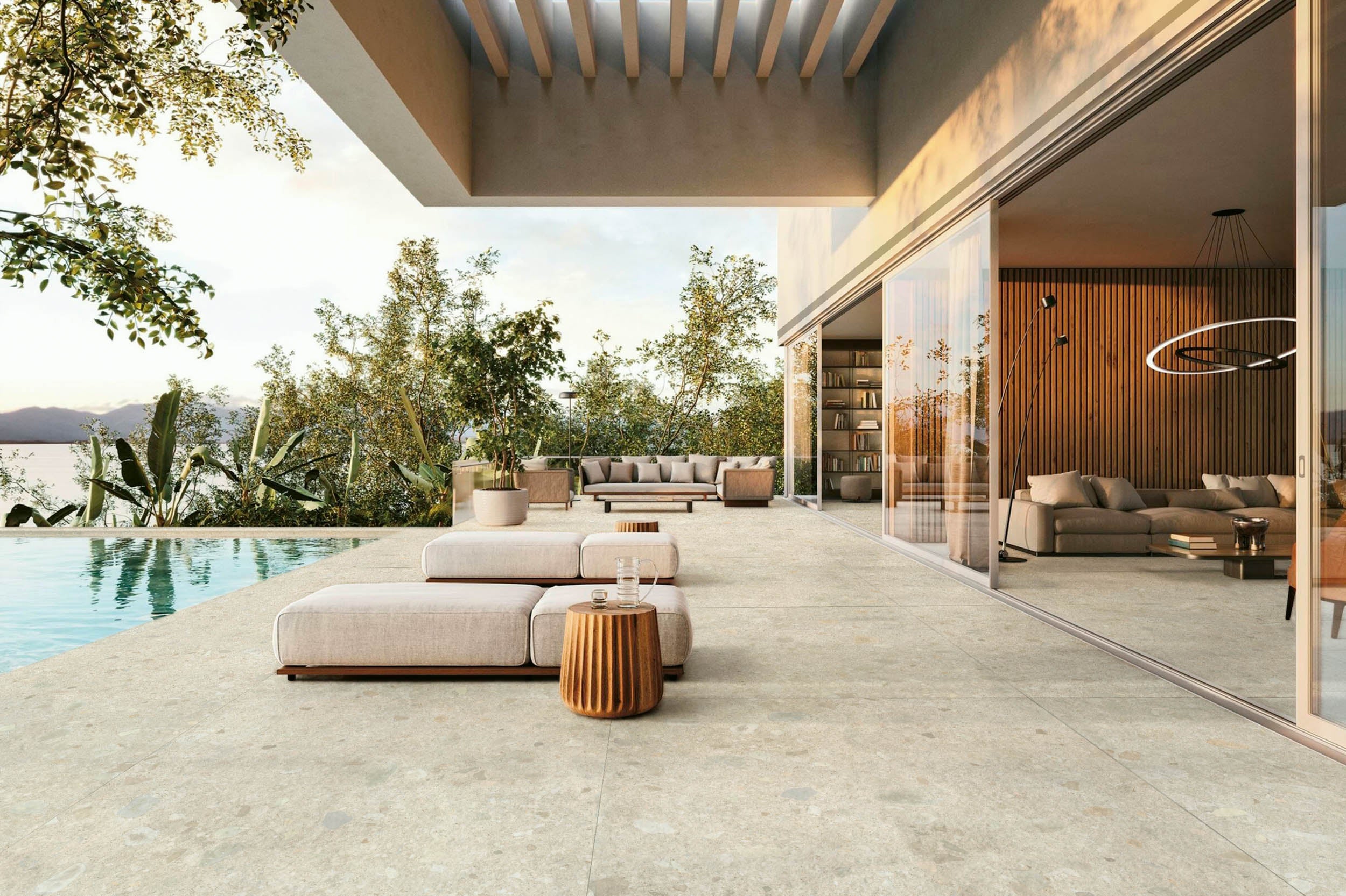 Terrastegels Terrazzo | Ceppo Ivory 80 x 80 x 2 cm