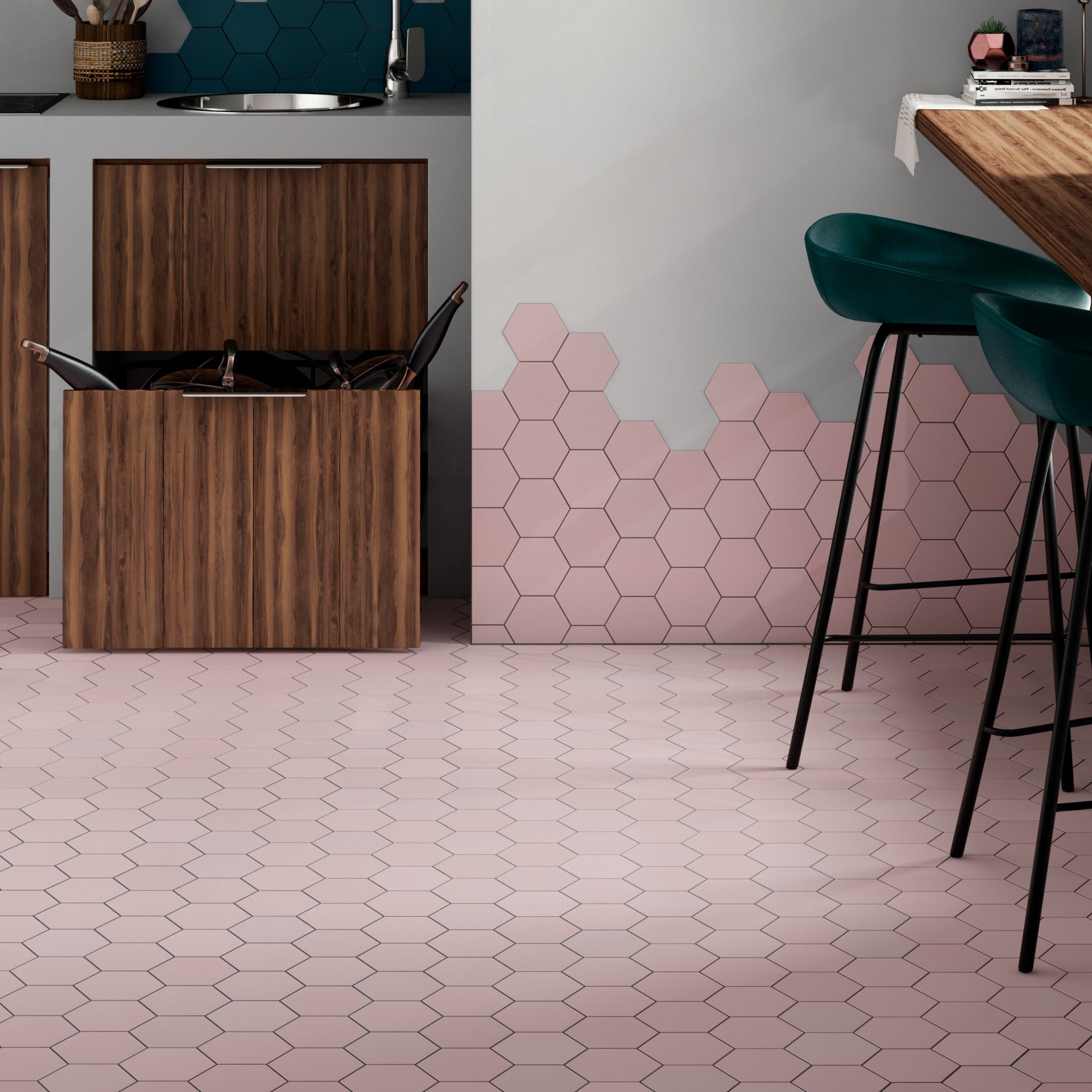 Keramische Hexagoon Tegel | Rose 11,6 x 10,1 cm