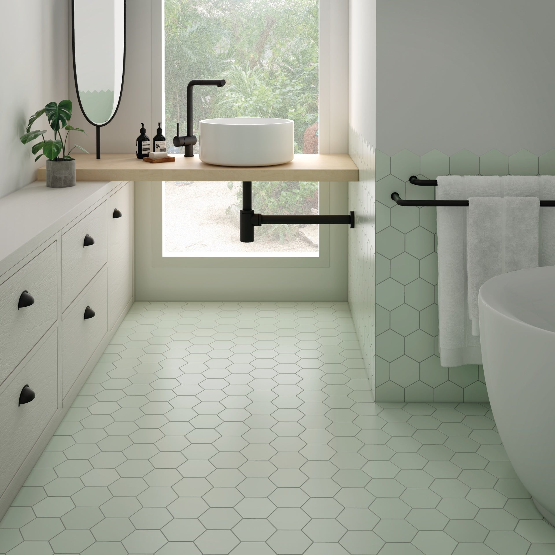 Keramische Hexagoon Tegel | Mint 11,6 x 10,1 cm