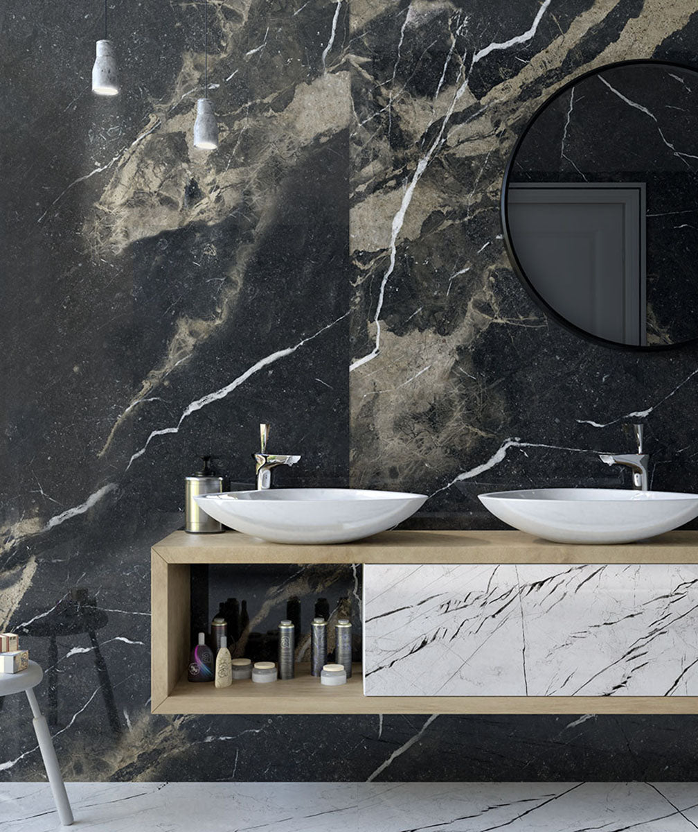 Keramische vloer- en wandtegel | 120x280 cm | Pierre Black mat