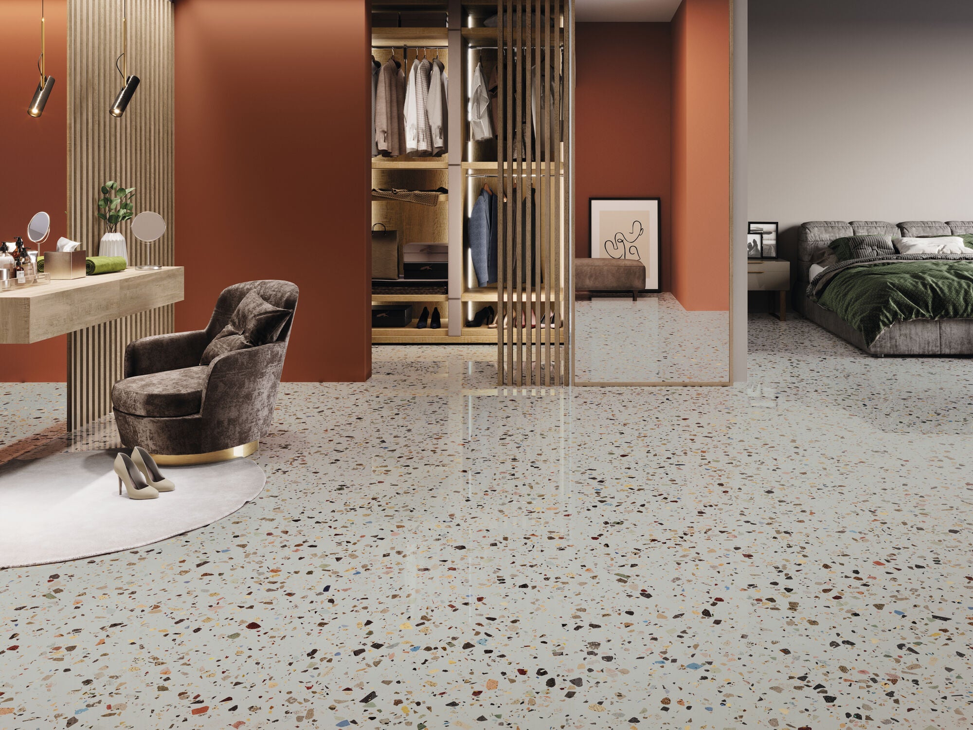 Keramisch Terrazzo | White Pulido 120 x 120 cm