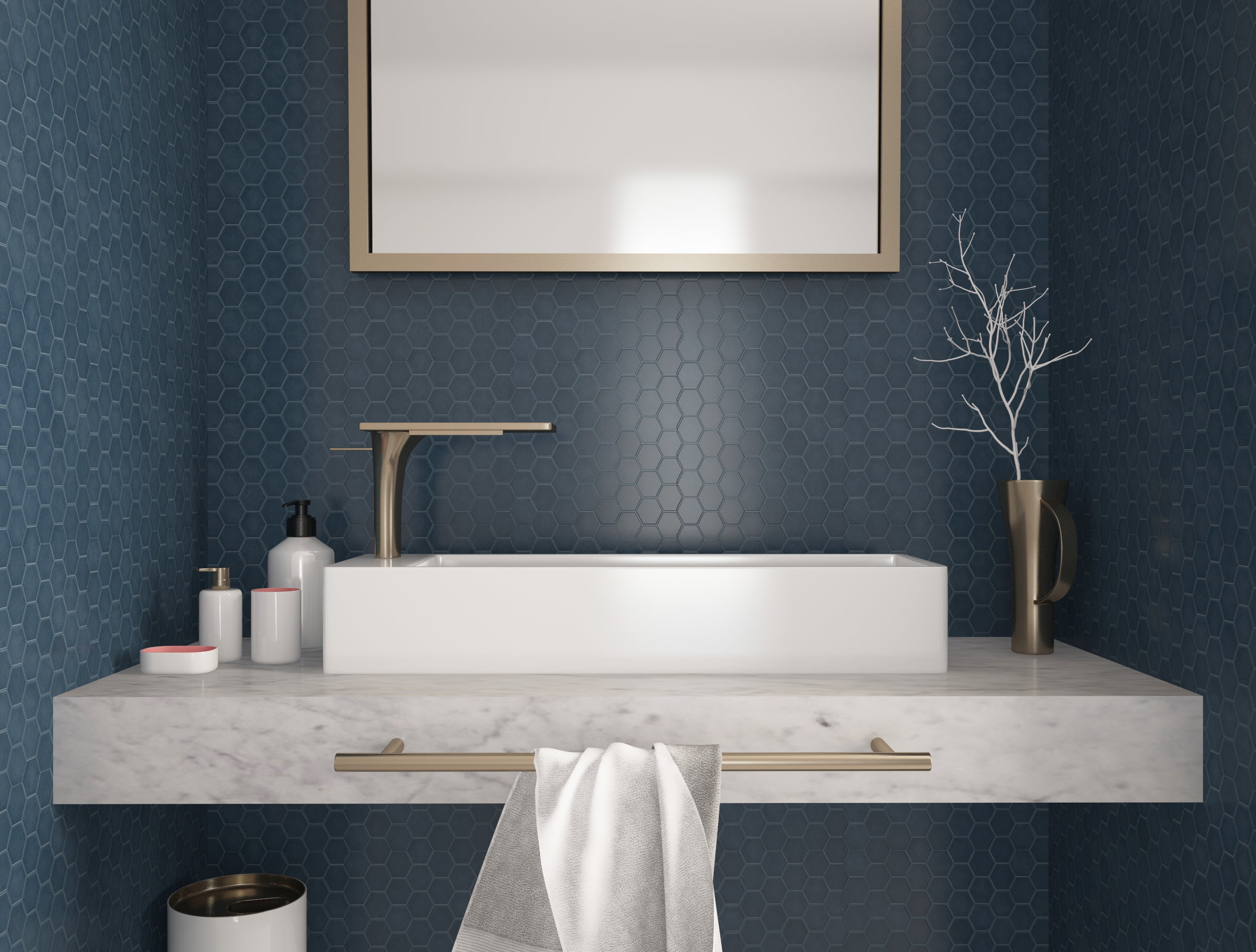 Hexagonal Matt bleue 32,5 x 29,5 x 0,53 cm