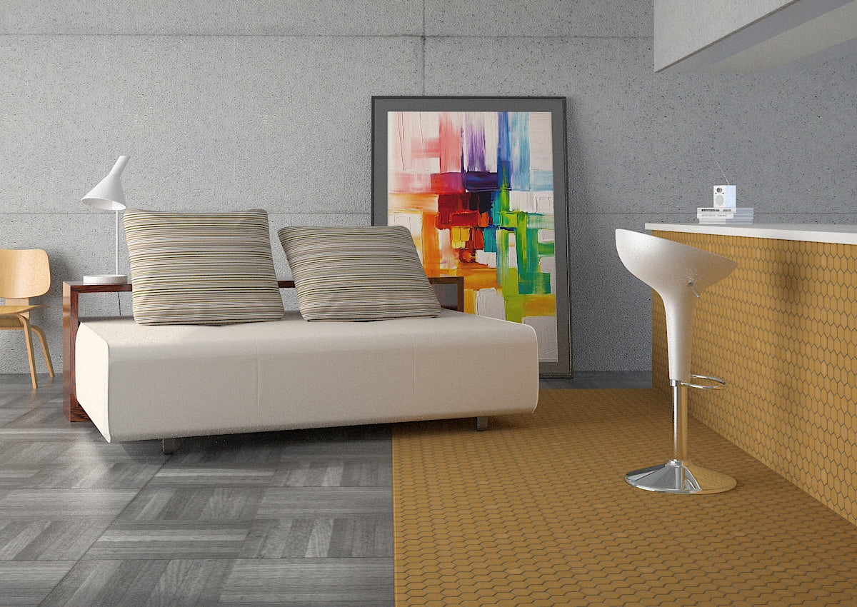 Mosaique - Mat Hexagonal Moutarde 32,5 x 29,8 x 0,59 cm