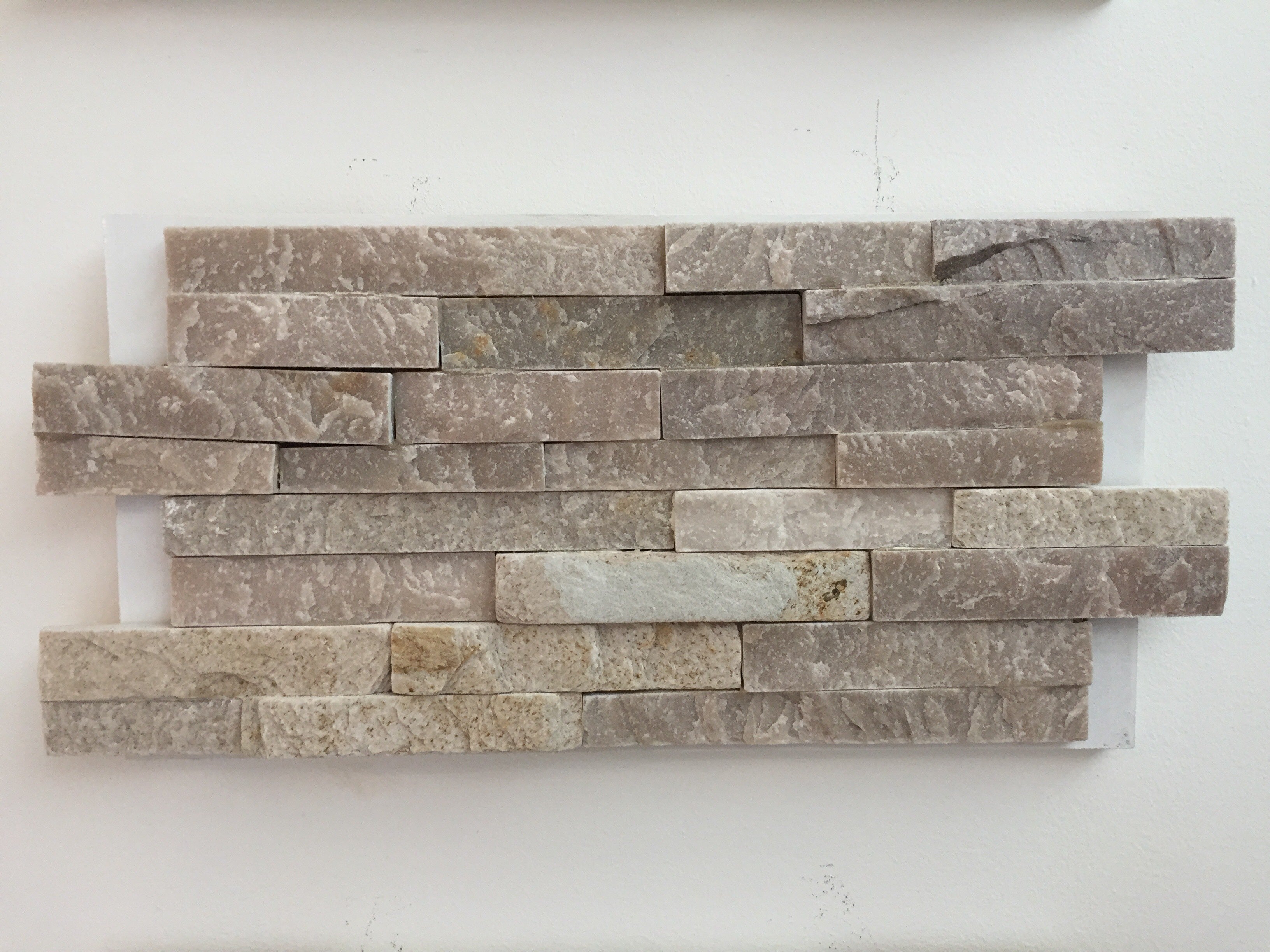 Plaquettes de parement mural en pierre naturelle - Beige Slate 10x40cm