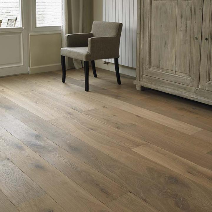 Parquet multicouches en Chêne prêt à poser - Huilé Blanc - Vieilli - Fumé