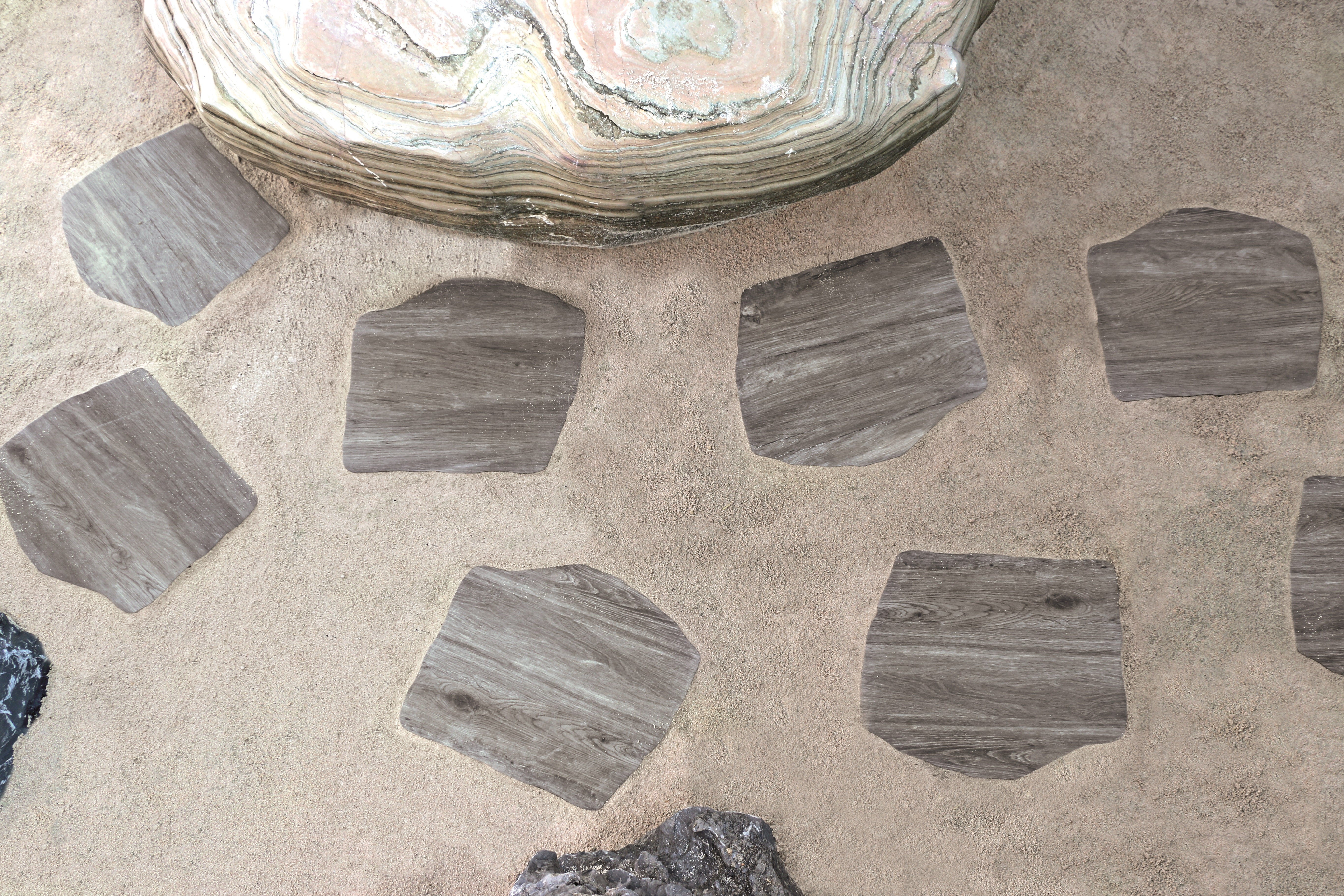 LOT 369 stuks - Stapstenen Wood Grigio