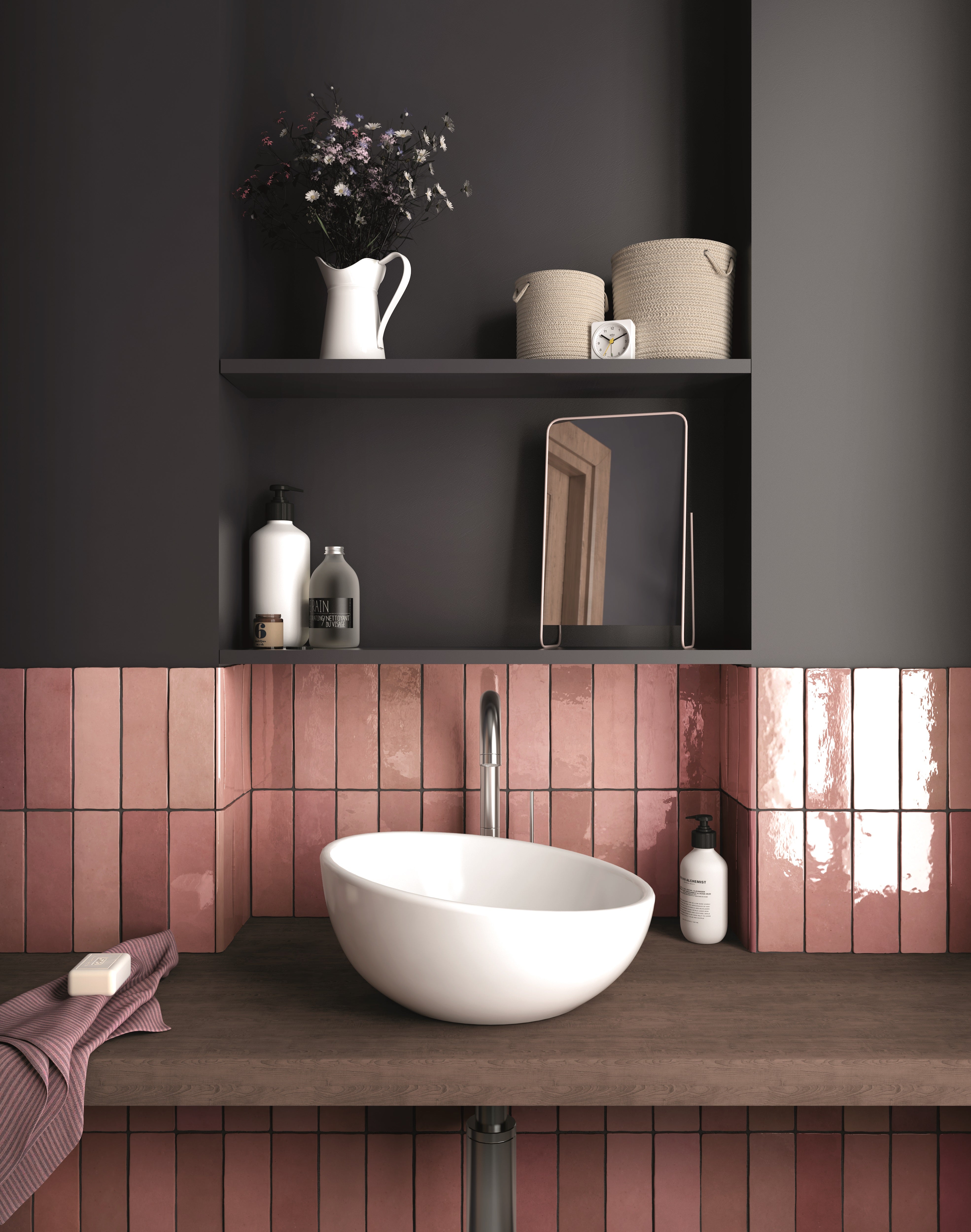 Carreau mural - rose 6,5 x 20 x 0,93 cm