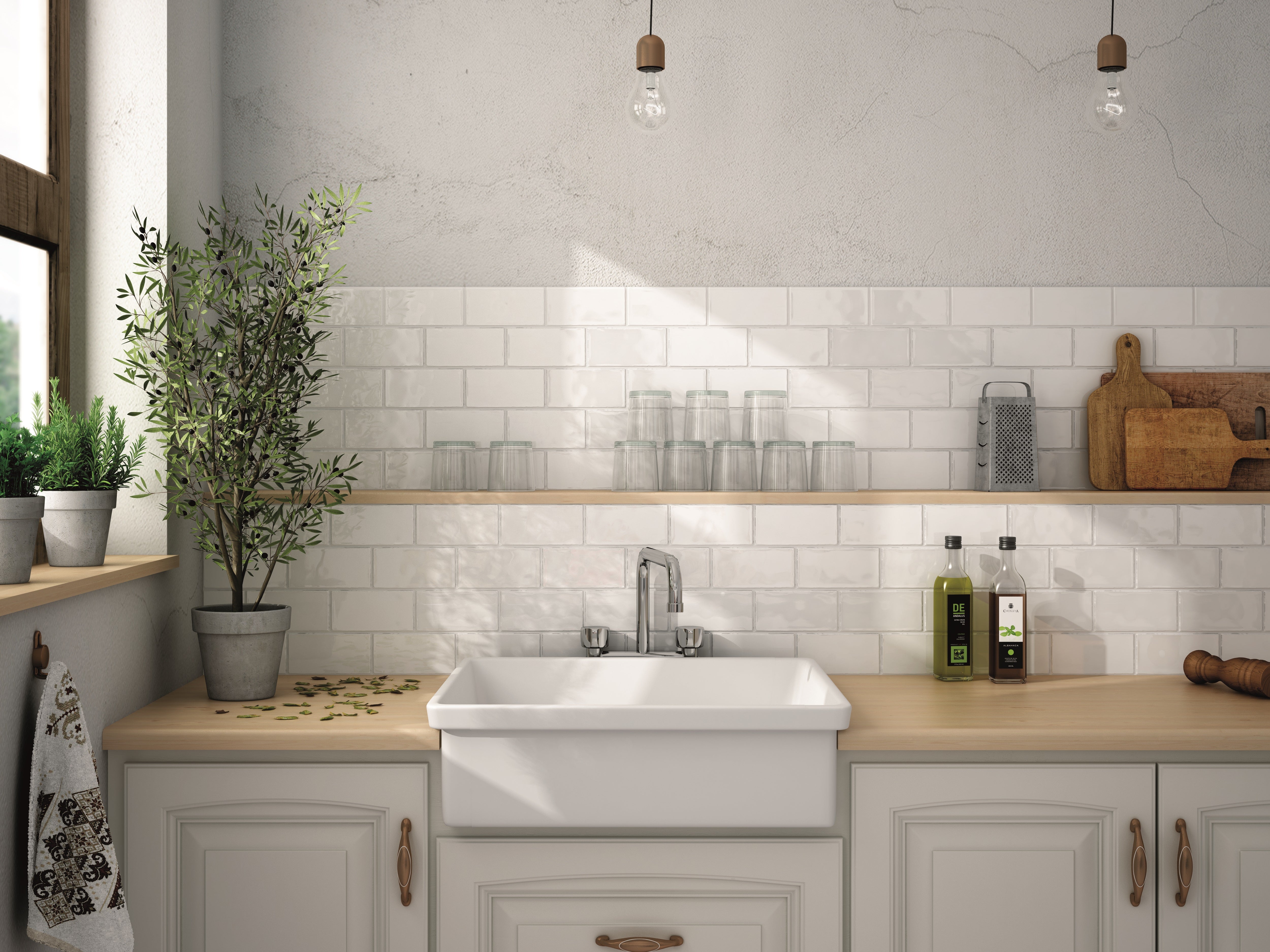 Majolica aux bords vieillis - Blanco Mate