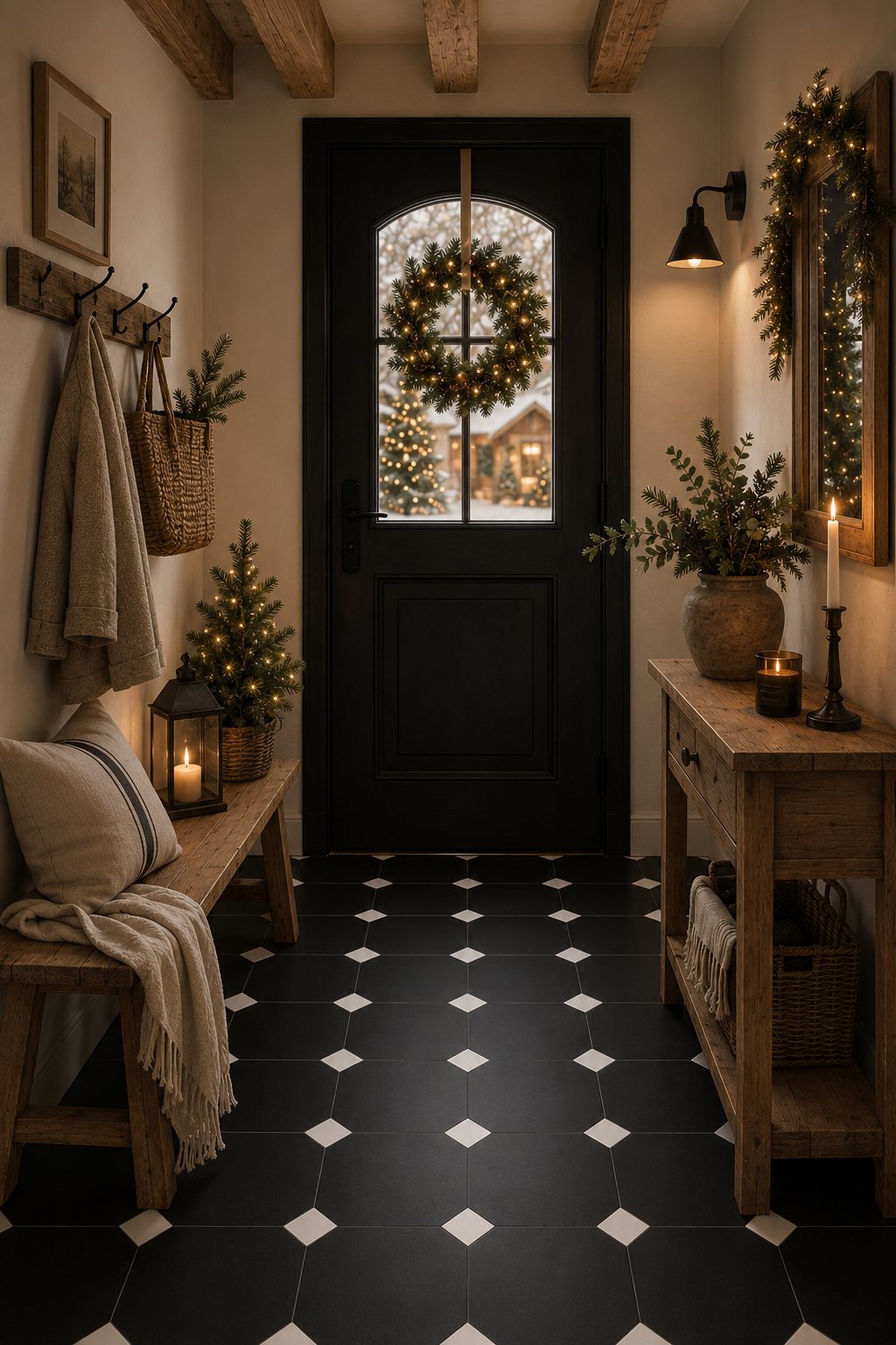 Carrelages noir et blanc : carrés, hexagonaux et damier