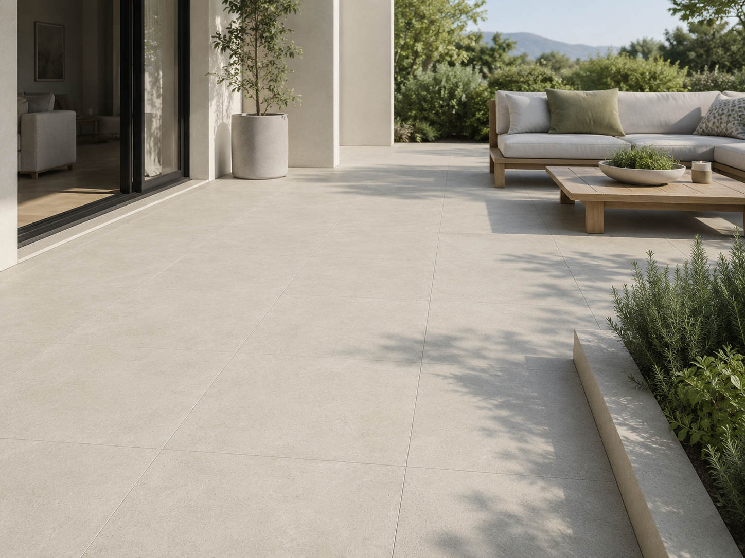 Terrastegels-keramisch-natuursteen Keramische terrastegel beige 60 x 60 x 2 cm