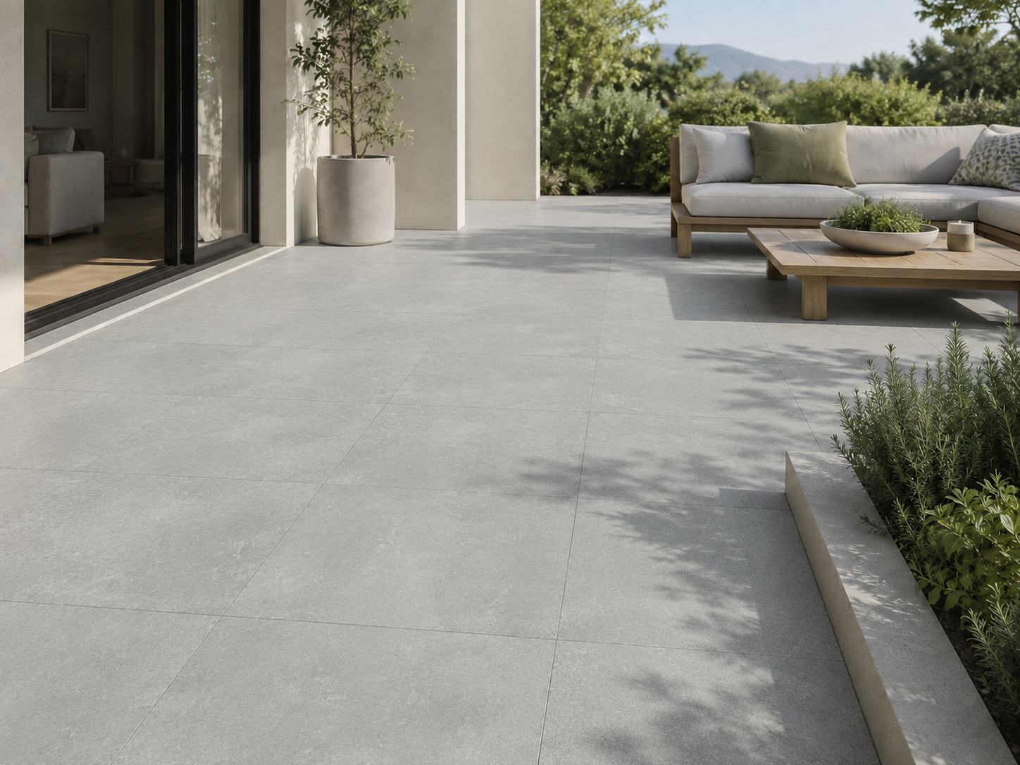 Terrastegels-keramisch-natuursteen Carrelage de terrasse gris clair 60x60x2 cm R11 antidérapant | Carrelage extérieur aspect pierre naturelle