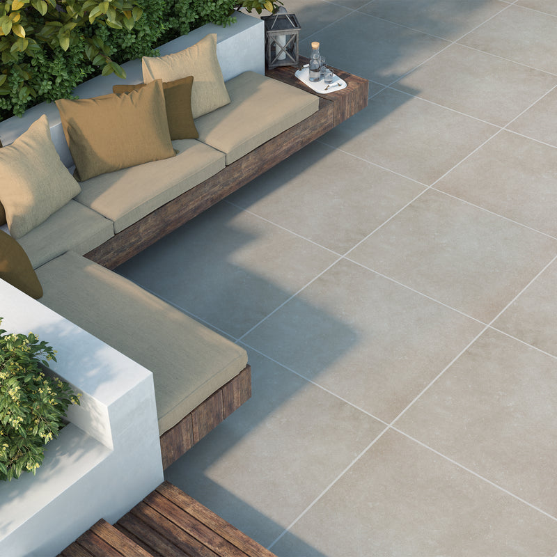 Terrastegel-keramische-beton Keramische Terrastegel | Sand 90 x 90 x 2 cm