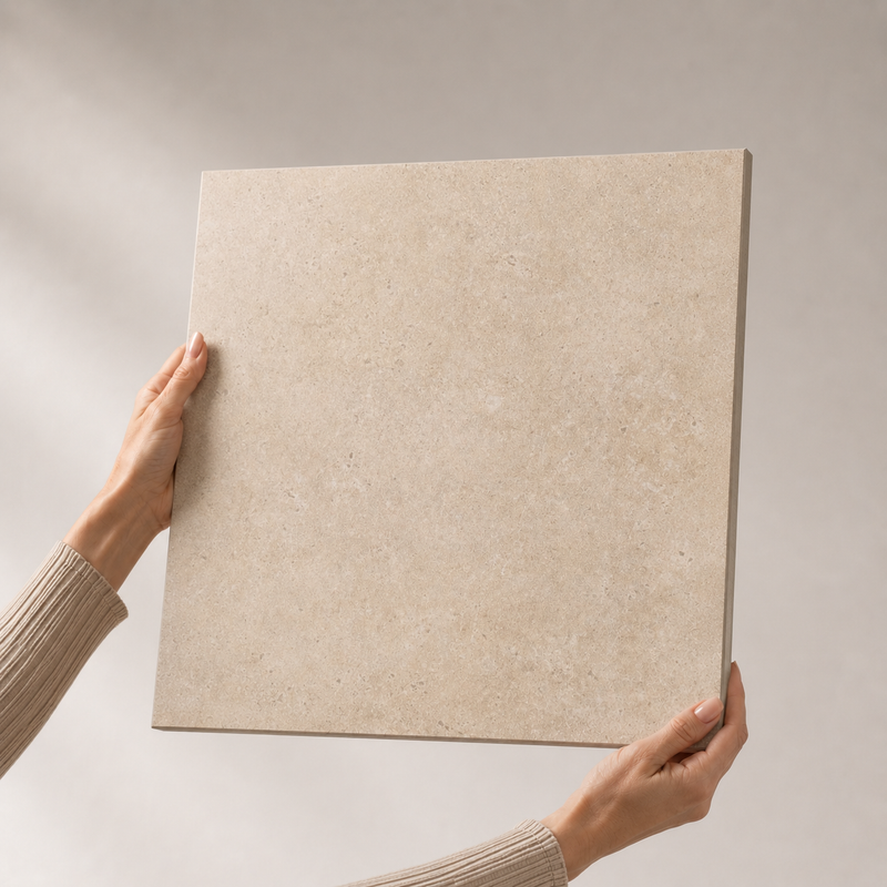 Terrastegels-keramisch natuursteen Keramische terrastegel beige natuursteenlook 60 × 60 × 2 cm
