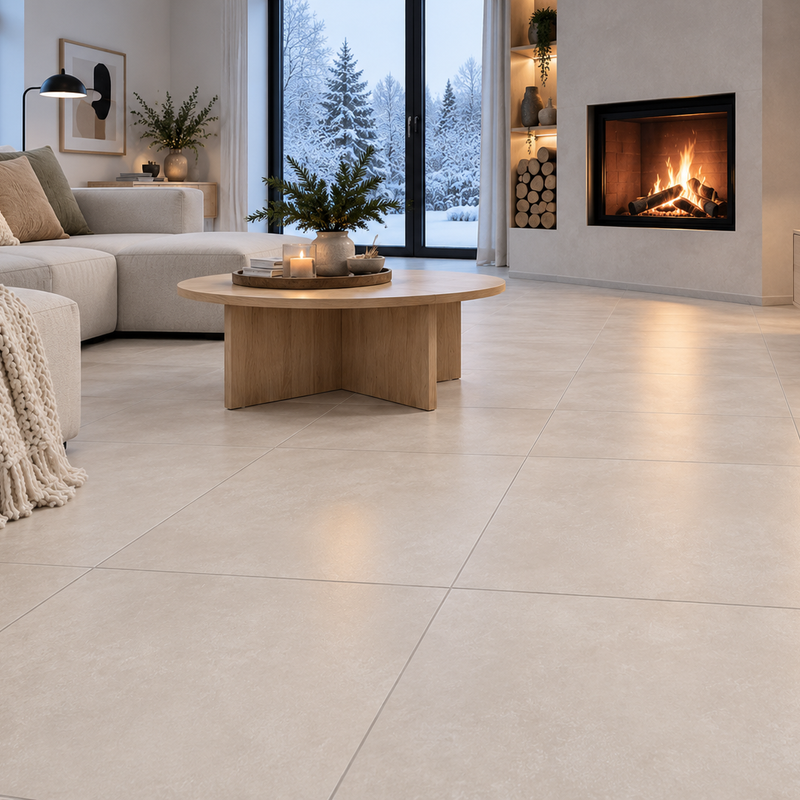 Spc vloertegels MEGA TILES Limestone – SPC klikvloertegels met voeg 60 × 120 cm
