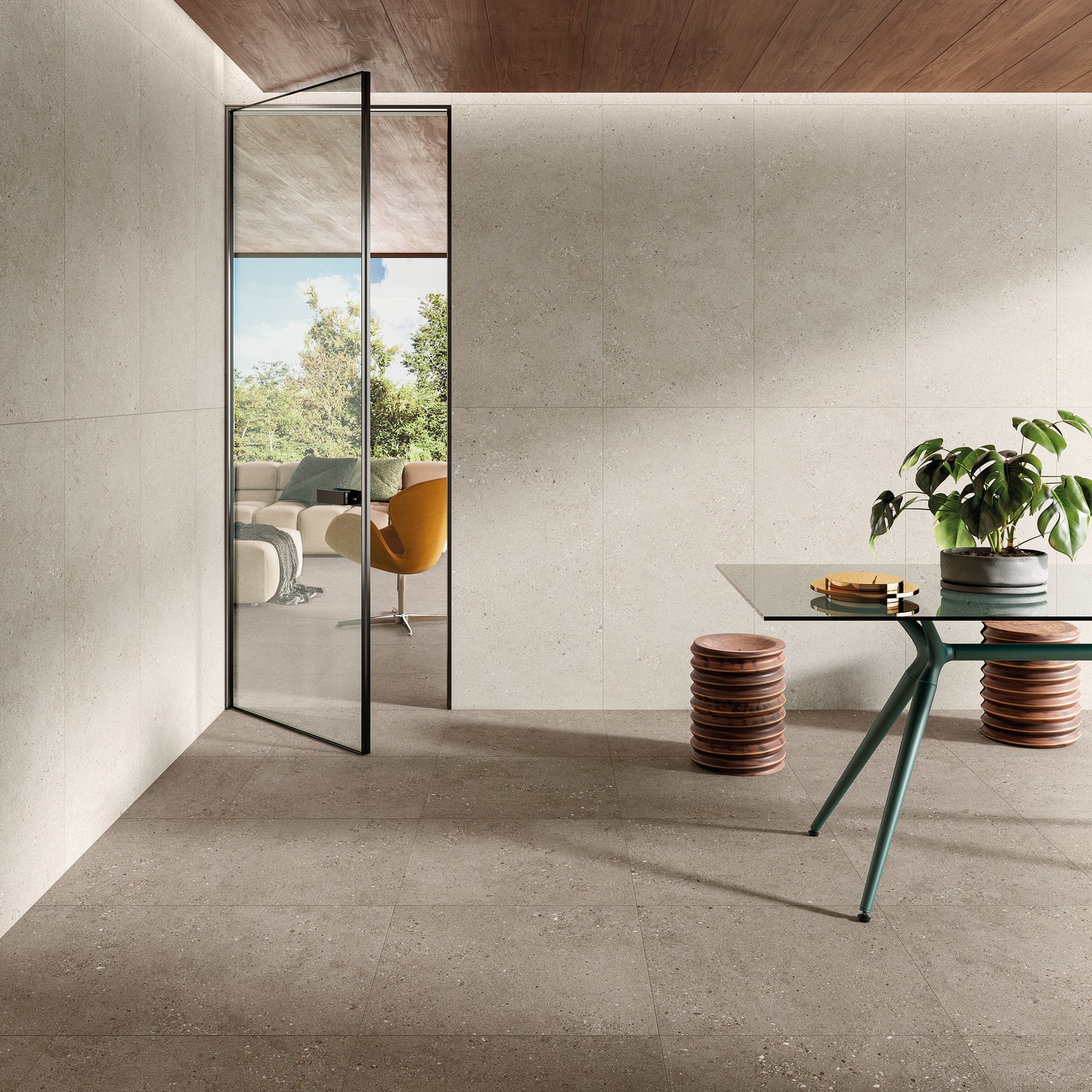Keramisch natuursteen Keramische tegel | Natuursteenlook | Beige 60 x 120 x 0.9 cm