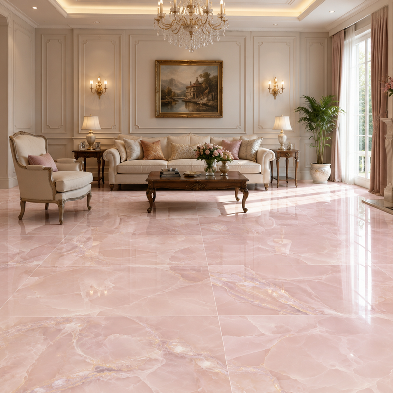 Keramisch natuursteen Onyx Rose Pulido – Carrelage effet onyx rose en 60×120, 120×120 et 120×260 cm