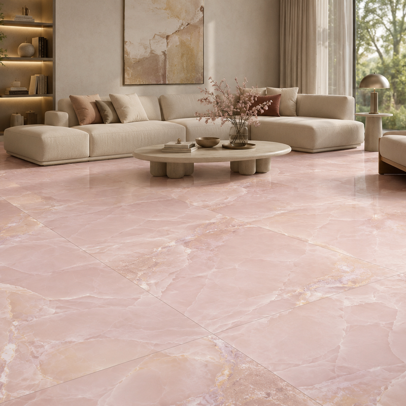 Keramisch natuursteen Onyx Rose Pulido – Carrelage effet onyx rose en 60×120, 120×120 et 120×260 cm