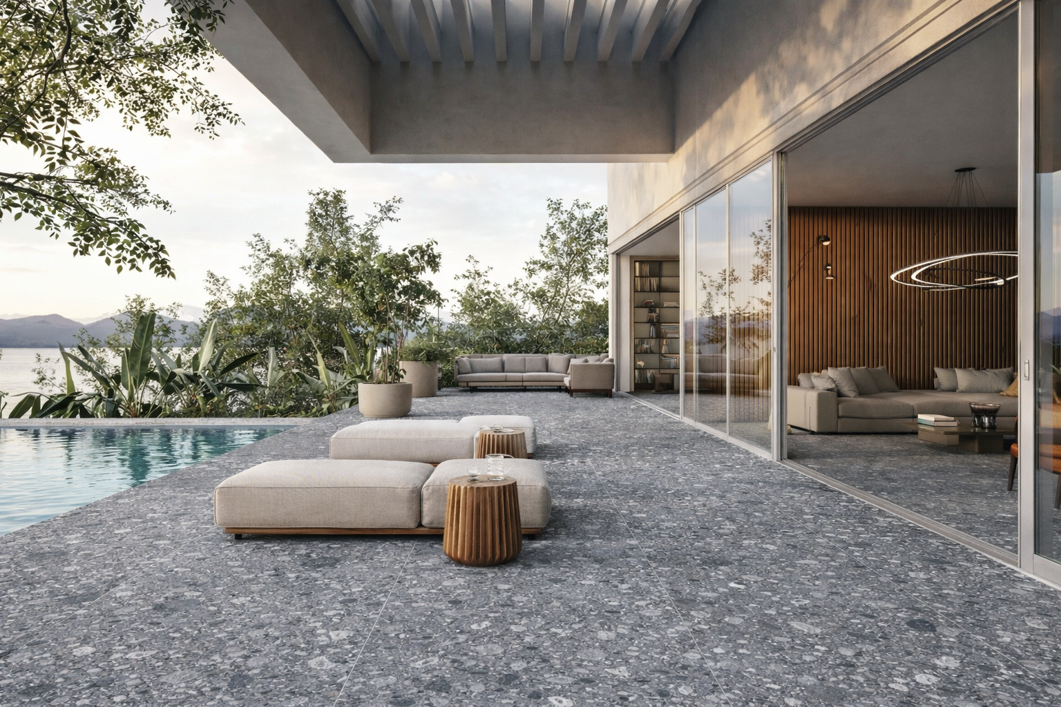 Terrastegels Terrazzo | Ceppo Anthracite 80 x 80 x 2 cm