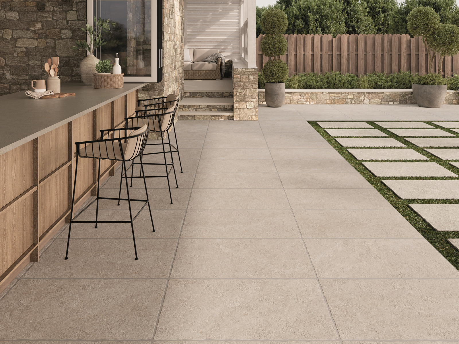 Terrastegels-keramisch-natuursteen Keramische Terrastegels | Calc 60 x 90 x 2 cm