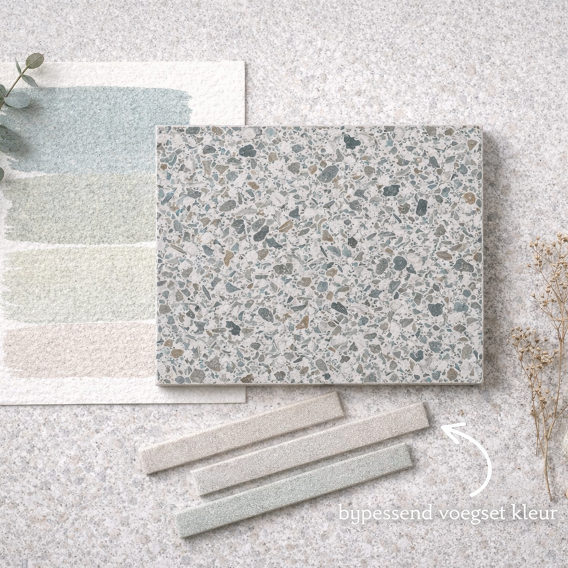 Terrastegels-keramisch natuursteen Keramische terrazzotegel | Verde N 60x60 cm – tijdloze terrazzo look
