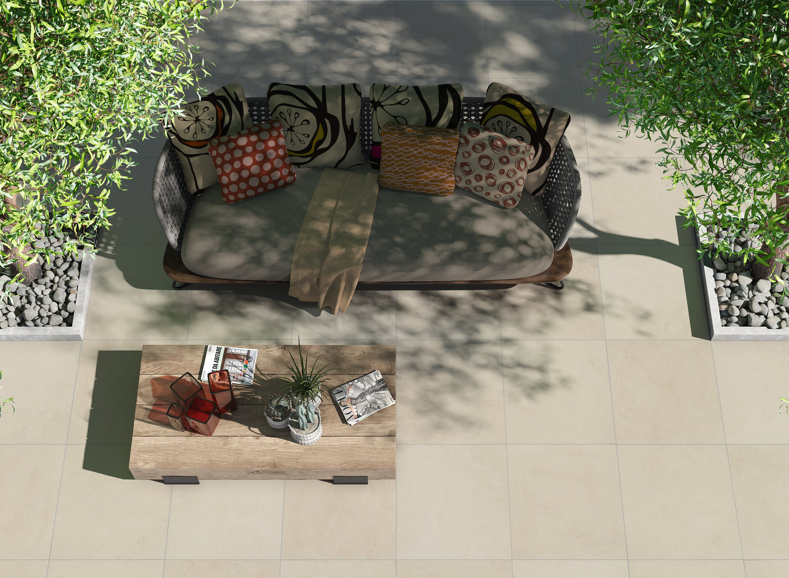 Terrastegel-keramische-beton LOT 37,64 m 2 Carrelage de terrasse - Bone 59,5 x 59,5 x 2 cm