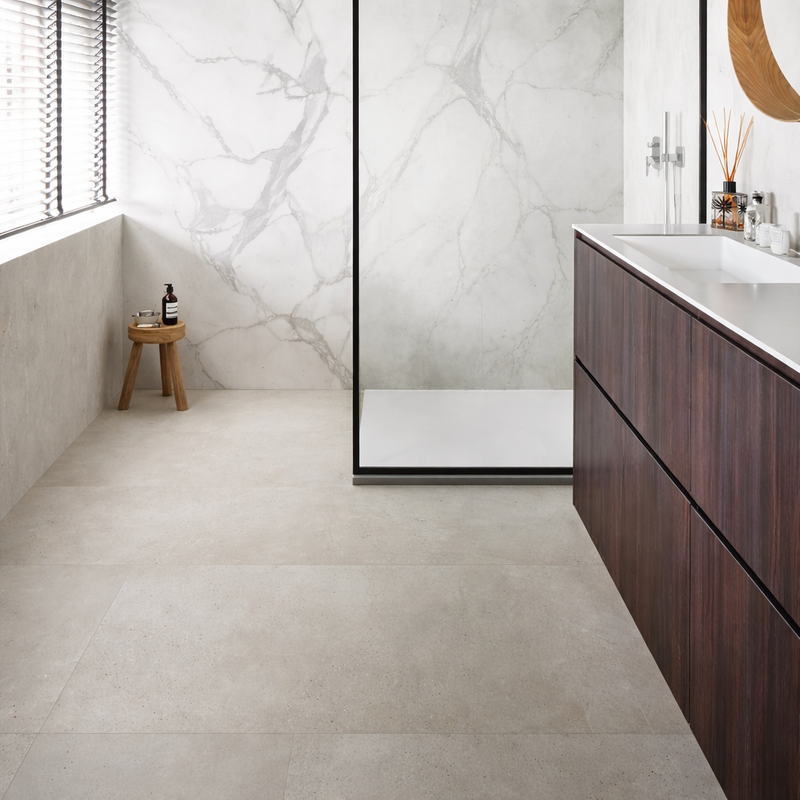 Panneau mural en plastique Panneau mural SPC XXL White Marble – effet marbre blanc salle de bain