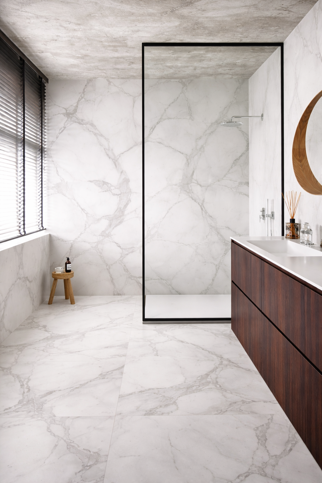Panneau mural en plastique Panneau mural SPC XXL White Marble – effet marbre blanc salle de bain
