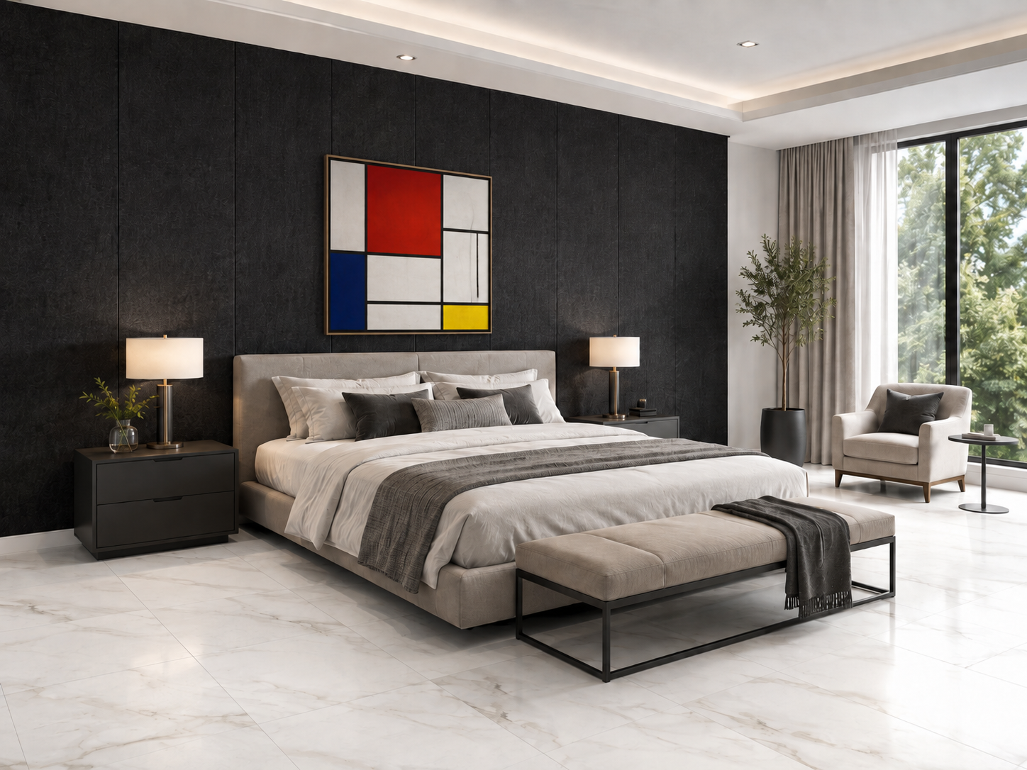 Akoestisch PET-wandpaneel zwart 12 mm – 122 × 275 cm | Brukomtegel