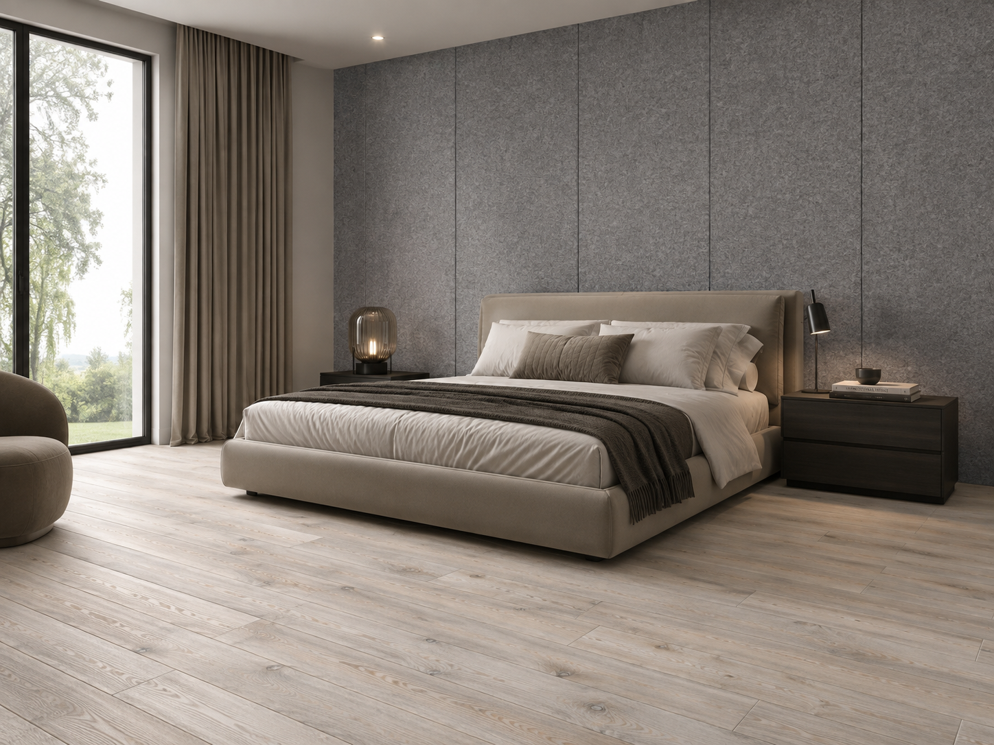 Pet-wandpaneel Panneau mural acoustique en PET gris clair 12 mm – 122 × 275 cm