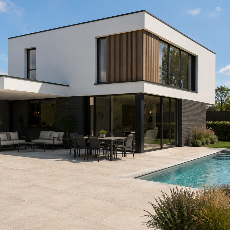 Terrastegels-keramisch natuursteen Keramische terrastegel beige natuursteenlook 60 × 60 × 2 cm