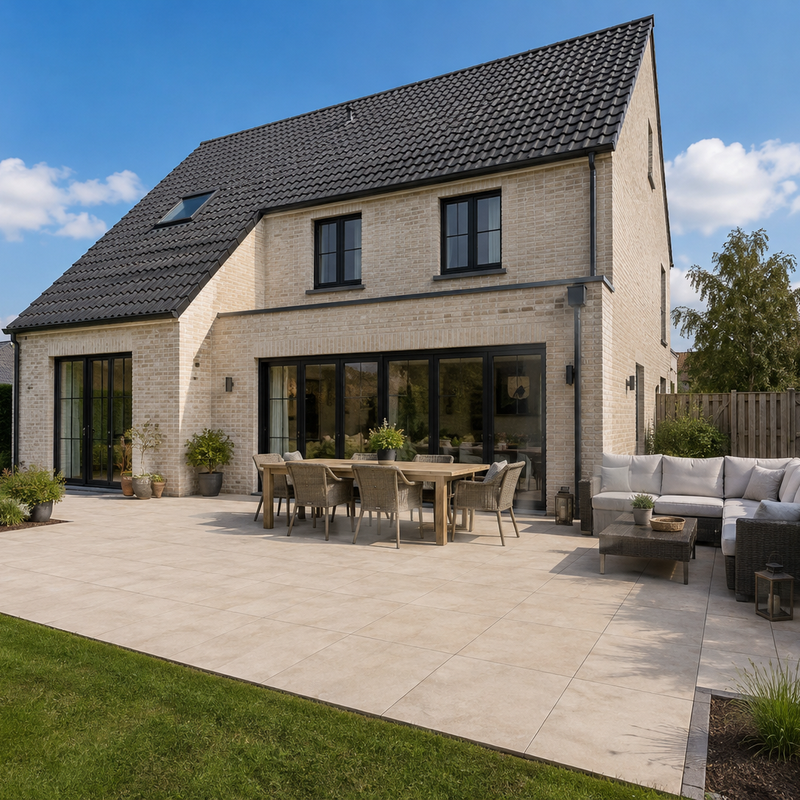 Terrastegels-keramisch natuursteen Keramische terrastegel beige natuursteenlook 60 × 60 × 2 cm