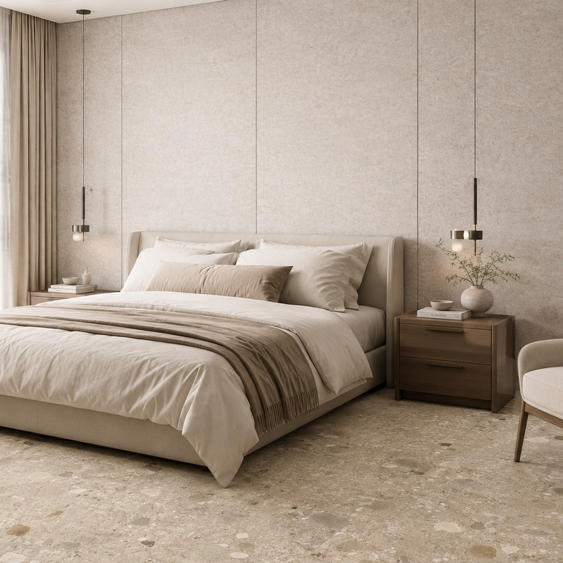 Pet-wandpaneel Panneau mural acoustique en PET beige 12 mm – 122 × 275 cm