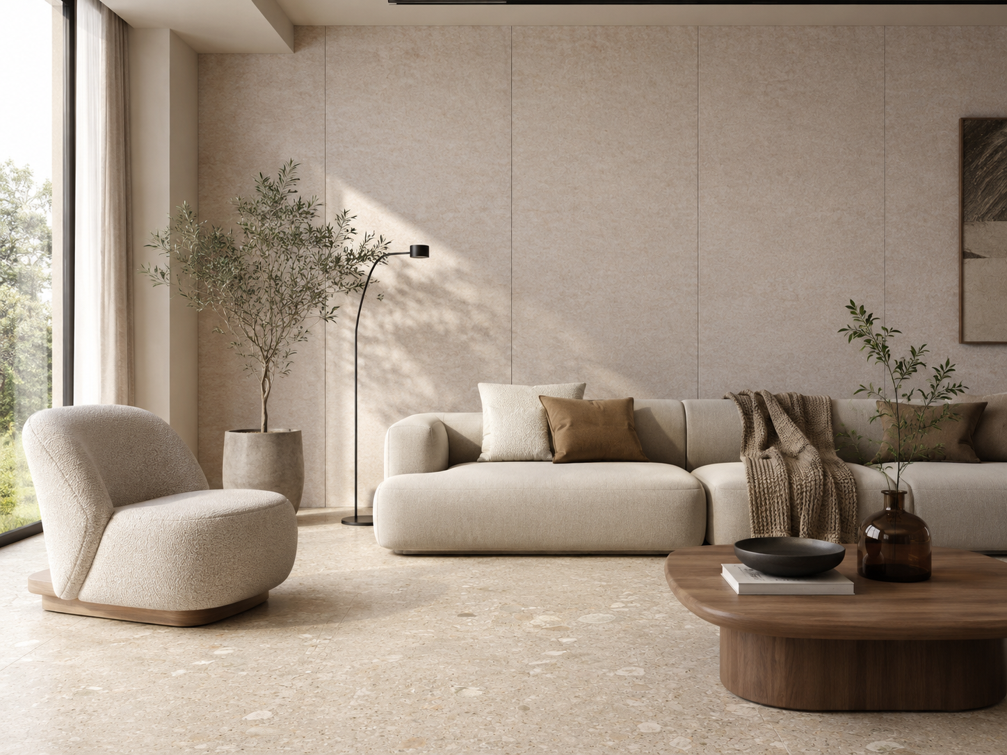 Panneau mural acoustique en PET beige 12 mm – 122 × 275 cm