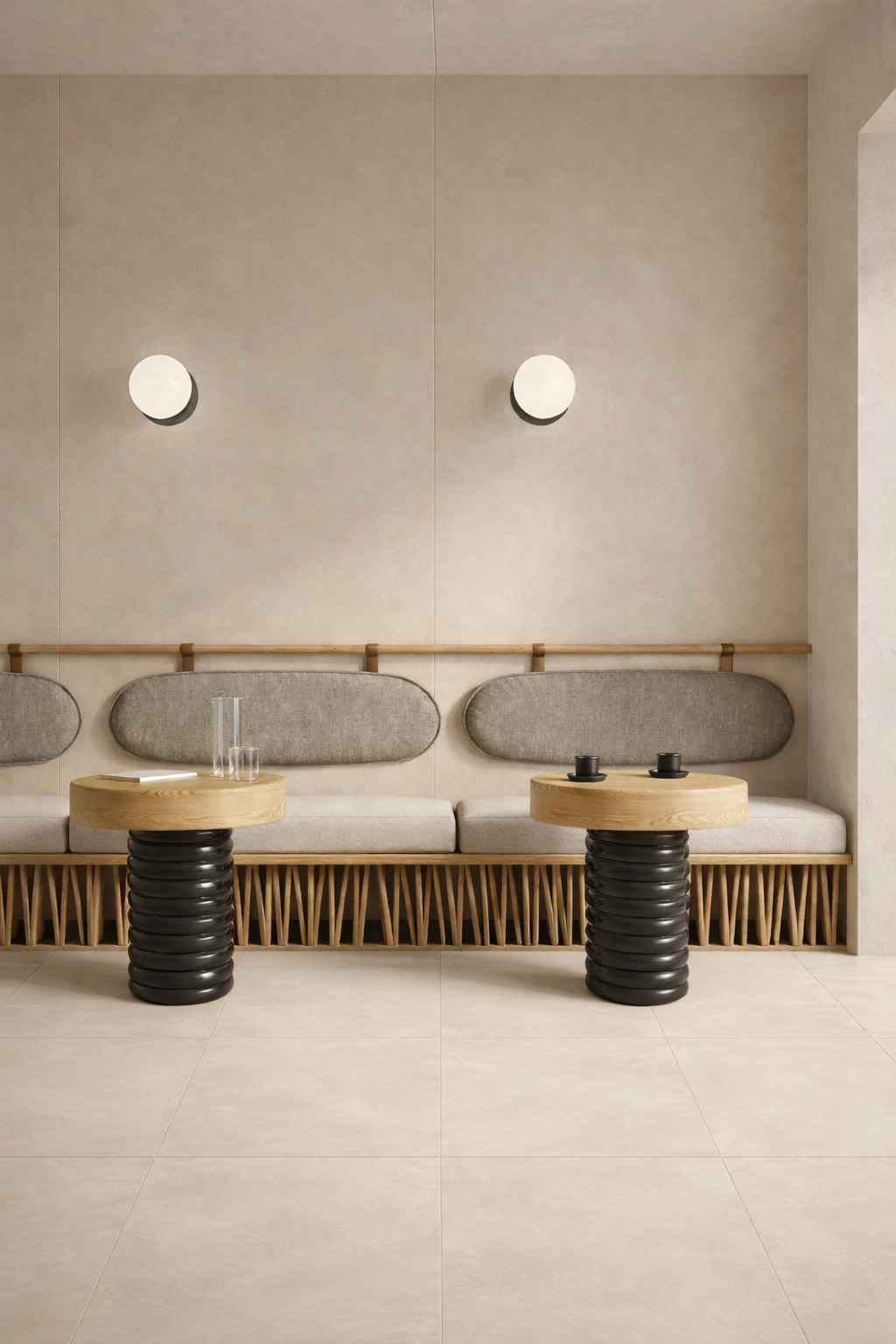 Carrelage effet résine Cream grand format pour sol et mur