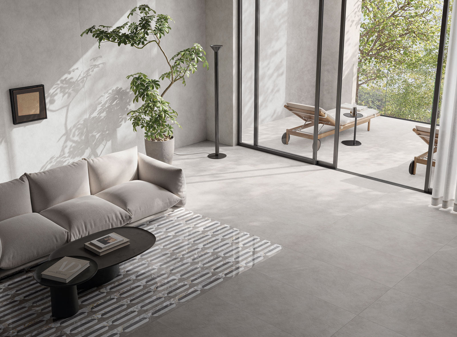 Carrelage céramique Ash – effet résine et structure enduit | Grand formats