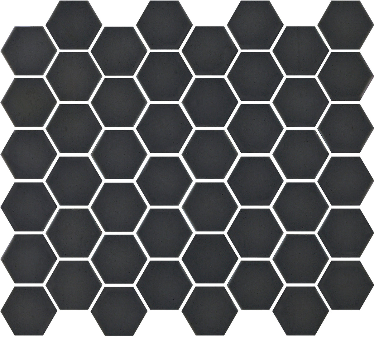Glasmozaïek Sixties Zwart mat – hexagonale glasmozaïek 50 x 44 mm
