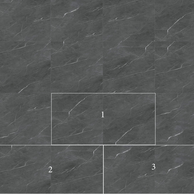 Spc vloertegels MEGA TILES Black Marble – SPC klikvloertegels met voeg 60 × 120 cm