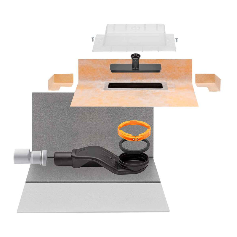 Plaatsingmaterialen-afwerking-doucherooster Schlüter-KERDI-VARIO-H | KLVRH40G5 Complete Set zonder doucherooster