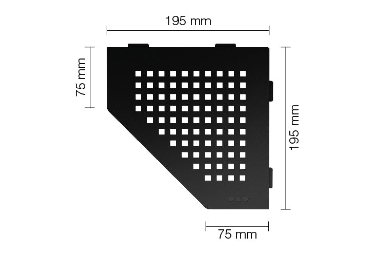 Plaatsingmaterialen-afwerking-schelf Schlüter-SCHELF-SES2D3MGS | Vijfhoekig Schap design SQUARE Alu. met kleurcoating Grafiet Zwart Mat