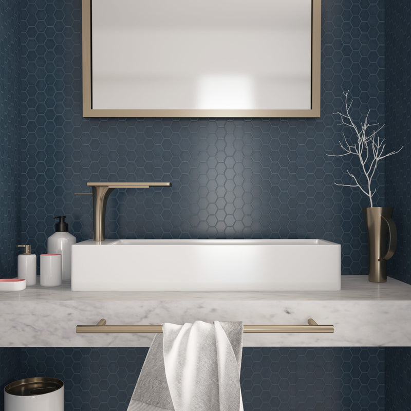 Glasmozaïek Togama Sixties Blauw mat – hexagonale glasmozaïek 50 x 44 mm