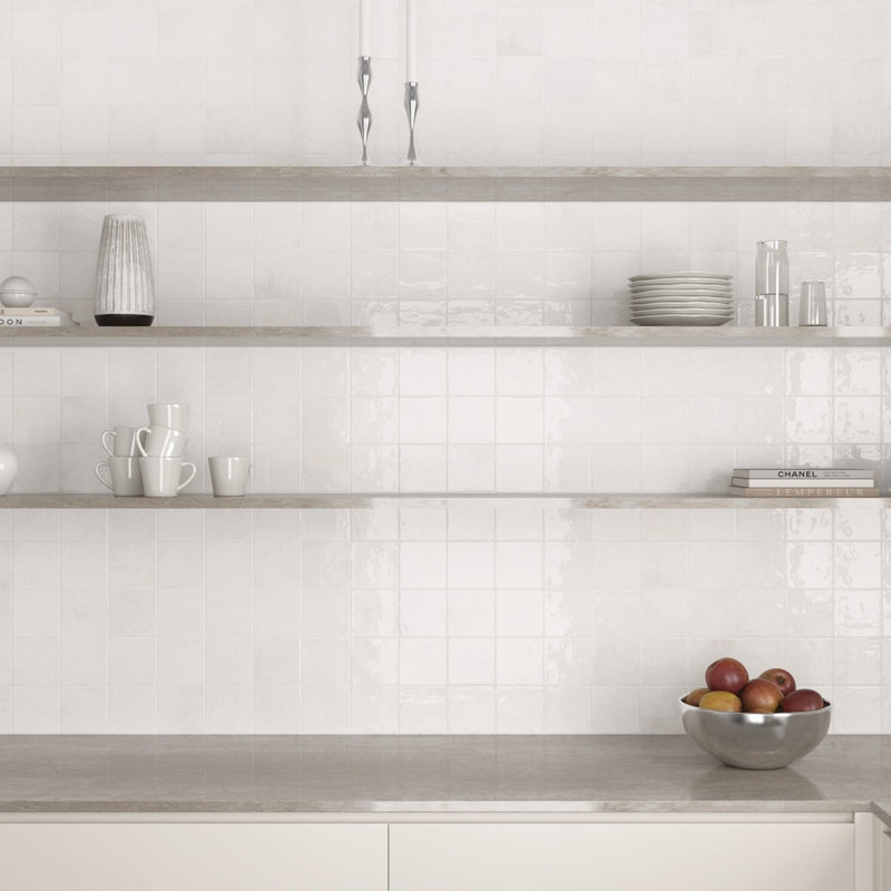 Wandtegels Ve. Clean witte wandtegels 5 × 40 en 10 × 10 cm