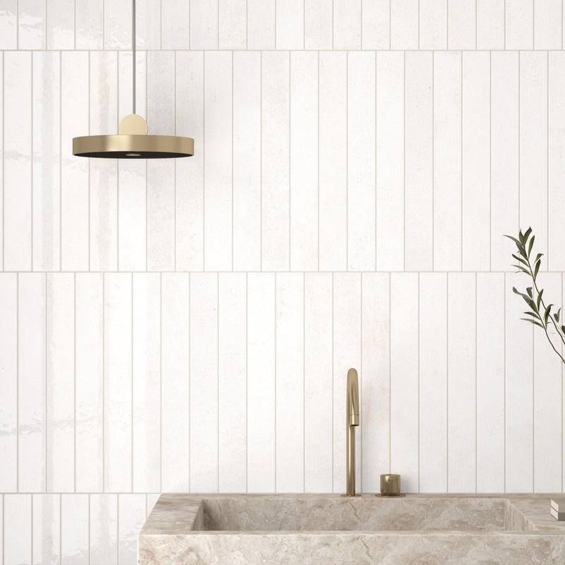 Wandtegels Ve. Clean witte wandtegels 5 × 40 en 10 × 10 cm