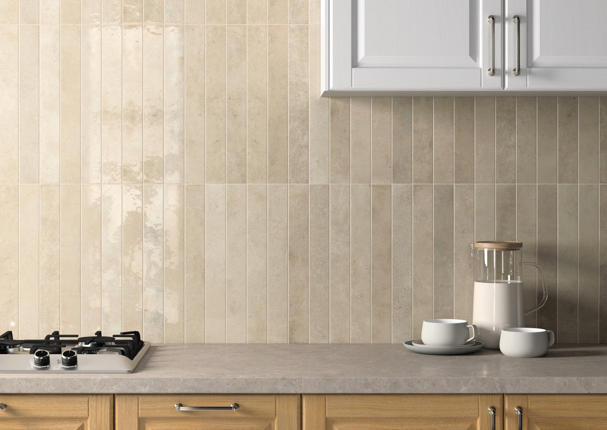 Wandtegels Ve. Home beige wandtegels 5 × 40 en 10 × 10 cm