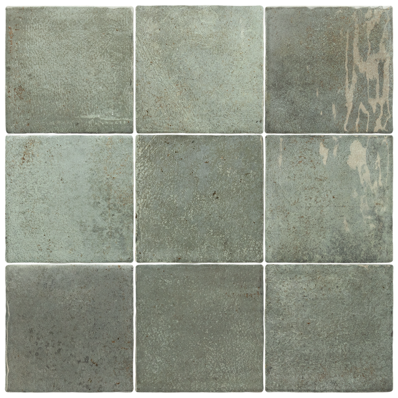 Wandtegels Ve. Oakmoss olijfgroene wandtegels 5 × 40 en 10 × 10 cm