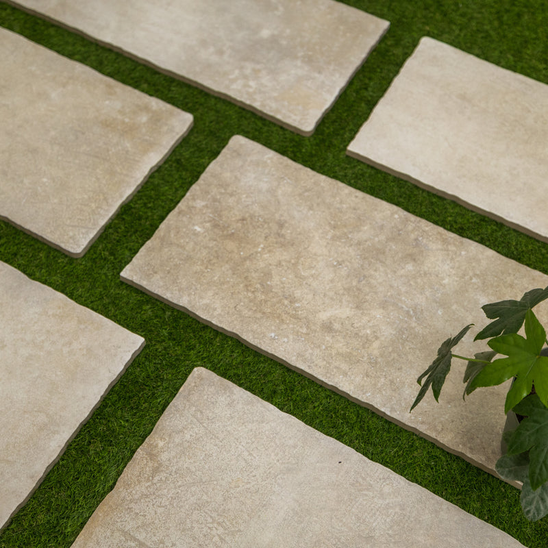 Terrastegels-keramisch-natuursteen Beige (Bords dentelés) 40 x 80 x 2 cm