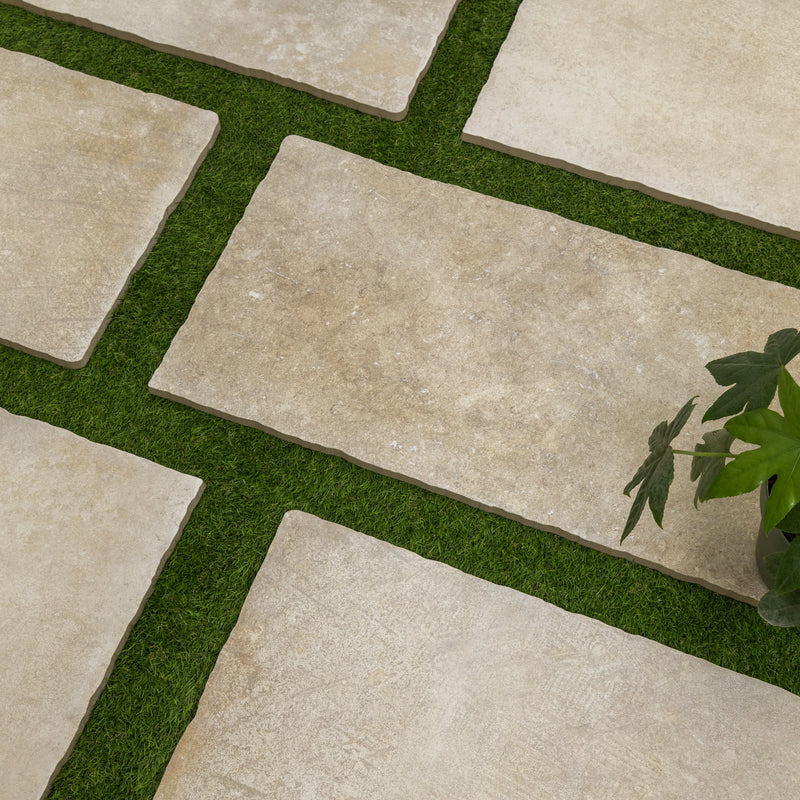 Terrastegels-keramisch-natuursteen Beige (Bords dentelés) 40 x 80 x 2 cm