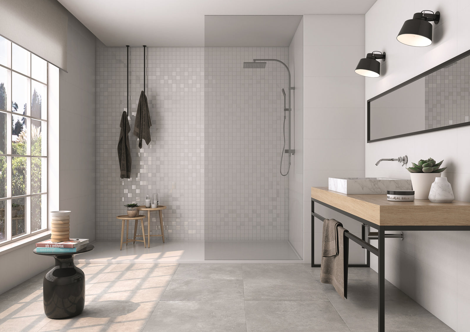 Keramisch beton Blanc 60 x 60 x 1 cm