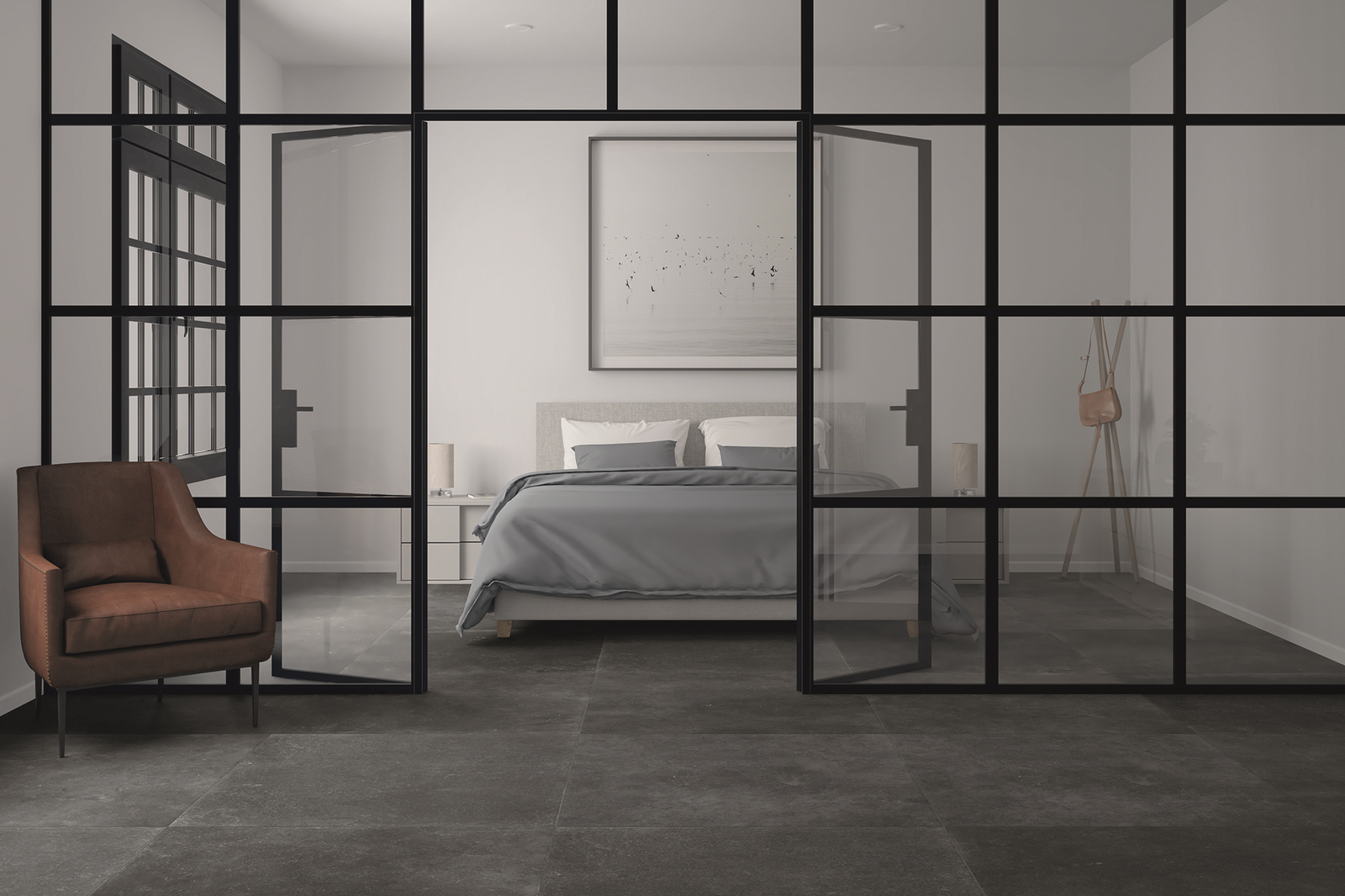 Keramisch beton Betonlook tegel - Stone E Dark 100x100 cm