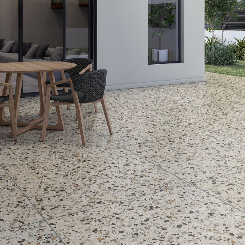Terrastegels-keramisch-natuursteen Terrazo Basic Rustico 60 x 60 x 2 cm