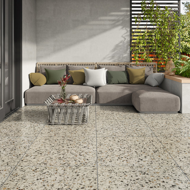 Terrastegels-keramisch-natuursteen Terrazo Basic Rustico 60 x 60 x 2 cm